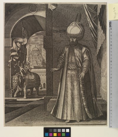 Csodálatos Szulejmán szultán portréja (állva) alkotó: Melchior Lorck