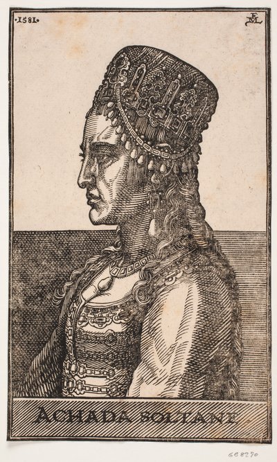 Sultanindeportræt, profil mod v.: ACHADA SOLTANE alkotó: Melchior Lorck