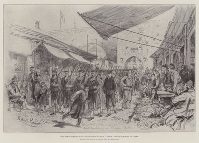 A görög-török háború, a HMS Anson kékkabátosai Route-Marching in Canea alkotó: Melton Prior