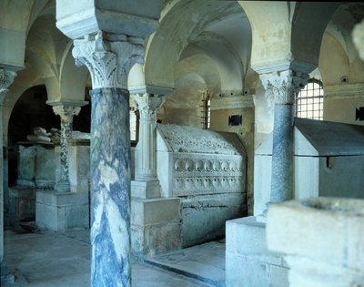Meroving művészet: kilátás a Jouarre-i apátság kriptájára. Kr.u. 7. század. Szajna és márga alkotó: Merovingian