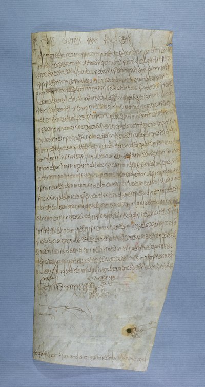 III. Clovis (682-695) kiváltsága a Saint-Denis-i apátságnak 691 (toll és tinta pergamen) alkotó: Merovingian