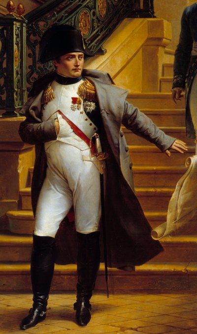 I. Napóleon császár (1769-1821) meglátogatja a királyi palotát, a Tribunátus székhelyét, és megtagadja Beaumont és Fontaine építészek 1807.08.05-i terveit, Merry Joseph Blondel (1781-1853) 1834 Sun festményének részletét. . 2,27x1,63 m Palais Royal, Párizs alkotó: Merry Joseph Blondel
