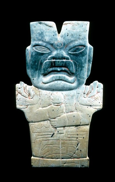 Antropomorf plakett, valószínűleg a Tűzkígyó, Kolumbusz előtti idők, ie 800-400 (szerpentin és cinóber) alkotó: Mesoamerican Mesoamerican
