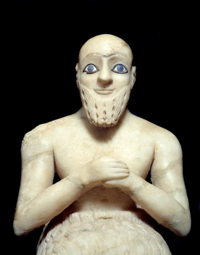 Művészet Mezopotámia: Ebih-il intendáns szobra. Albástrom, kagyló, lapis-lazuli és pala szobra, Kr.e. 2500 körül (sumér korszak, ie 2900-2200 körül). Maritól. Magasság: 0,525 m. Párizs, Louvre Múzeum alkotó: Mesopotamian