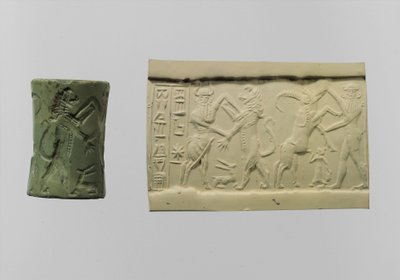 Hengeres harci pecsét modern benyomással Kr.e. 2250-2150 körül. (albit) alkotó: Mesopotamian Mesopotamian