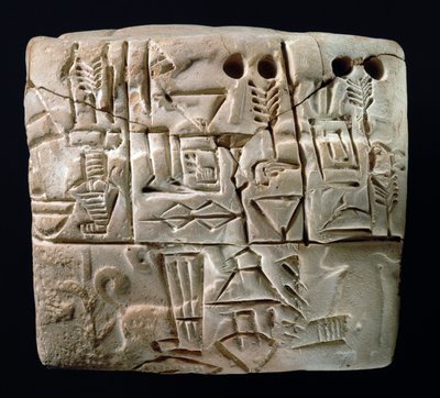 Korai piktogramos ékírásos tábla, Mezopotámia, Uruk, Kr.e. 3100-2900 (agyag) alkotó: Mesopotamian Mesopotamian