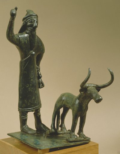 Ember bikával, Urból, Hammurabi-korszak, ie 1800-1600 körül (bronz) alkotó: Mesopotamian Mesopotamian