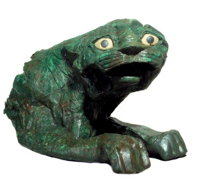 Mezopotámia: bronzszobor és oroszlán mészkő, a Közép-Eufrátesz vidékének nagy istene Dagan templomának őre. Mari honlapja. Párizs, Louvre Múzeum alkotó: Mesopotamian Mesopotamian