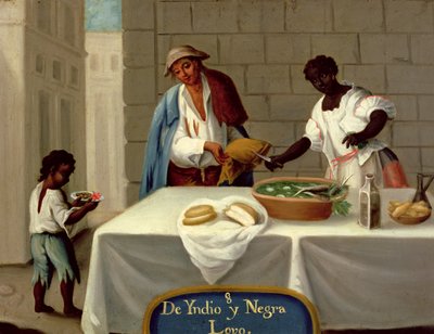 Egy amerikai indián férfi és fekete felesége, a mexikói vegyes fajú házasságokról szóló sorozatból alkotó: Mexican School