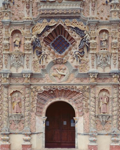A Szent Ferenc ferences missziós templom homlokzata, 1754-62 alkotó: Mexican School