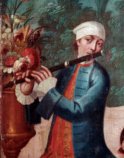 Fuvolajátékos (Vászonrészlet, festés alkotó: Mexican School