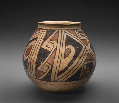 Tégely (olla) geometrikus mintázattal, 1300 körül (cserépedény csúszdával) alkotó: Mexican School