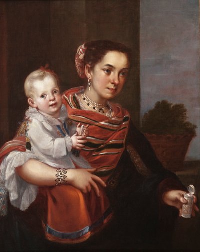 Morisca Woman és Albino Girl, 1750 körül (olaj, vászon) alkotó: Mexican School