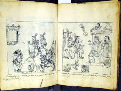Ms Hunter 242 256v-257r Cortez és Montezuma, a Historia de Tlaxcala-ból, Diego Munoz Camargo alkotó: Mexican School