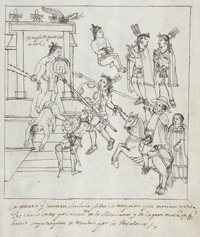 Ms Hunter 242 f.256r Evangélikus Battle, a Historia de Tlaxcala-ból, Diego Munoz Camargo alkotó: Mexican School