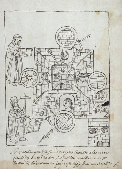 Ms Hunter 242 f.317r A spanyol hódítás, a Historia de Tlaxcala-ból, Diego Munoz Camargo alkotó: Mexican School