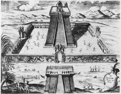 A Templo Mayor Tenochtitlanban, a Historia de Nueva Espana-ból, 1770 alkotó: Mexican School