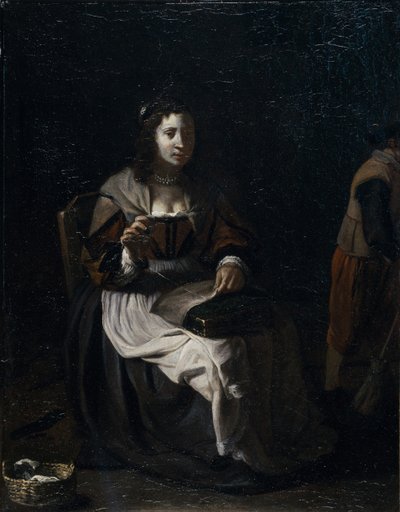 Egy nő varr (olaj, vászon) alkotó: Michael (attr. to) Sweerts