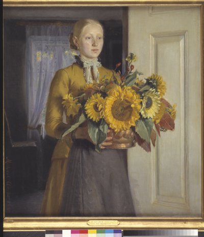 Egy lány napraforgós alkotó: Michael Ancher