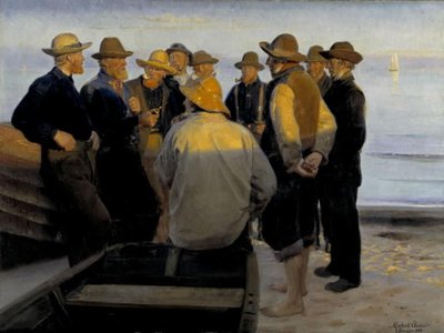 Halászok a tenger mellett egy nyári estén alkotó: Michael Ancher