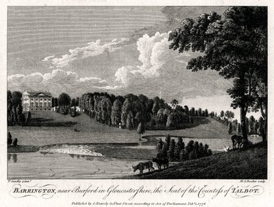 Barrington, Burford közelében Gloucestershire-ben, Talbot grófnőjének székhelye, 1776 alkotó: Michael Angelo Rooker