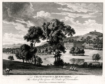 Chatsworth Derbyshire-ben, Devonshire hercegének székhelye, 1775 alkotó: Michael Angelo Rooker
