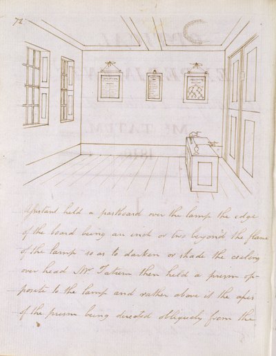 John Tatum előadóterme a Dorset Streeten, a Fleet Street mellett, 1810 (toll és tinta papíron) alkotó: Michael Faraday