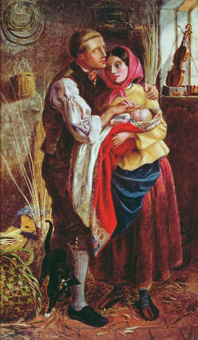 A vak kosárkészítő első gyermekével, 1858 alkotó: Michael Frederick Halliday