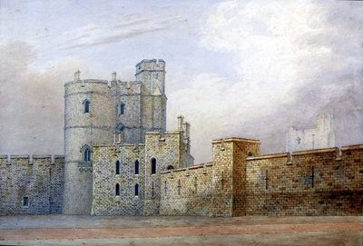 Windsori kastély, a katonai lovagi torony (toll és tus, akvarell, papír) alkotó: Michael Gandy