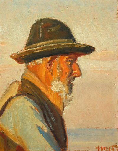 Egy skageni halász a napfényben. alkotó: Michael Peter Ancher