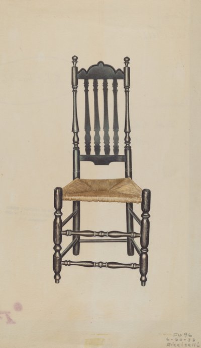 Korlát hátsó oldalsó szék, 1938. alkotó: Michael Riccitelli
