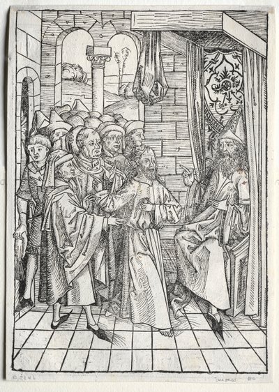 A kincsőrző: Krisztus Kajafás előtt (verso) alkotó: Michael Wolgemut