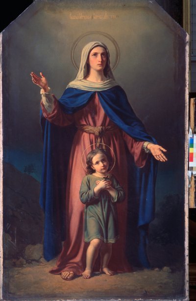A tarzusi (vagy antiochiai) Cyr mártír (meghalt 304 körül) és anyja, Sainte Julitte (vagy Juliette) (304 körül halt meg) - Tarzusi vértanú, Cyricus és anyja Julita - Mikhail Ivanovics Skotti (1814-1861) festménye, olaj vászonra. 19. századi orosz művészet  alkotó: Michail Ivanovich Skotti