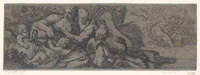 Faun met bacchante en putti alkotó: Michel Dorigny (attributed to)