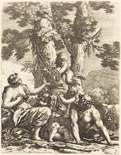 Bacchanal ülő Bacchante-val alkotó: Michel Dorigny