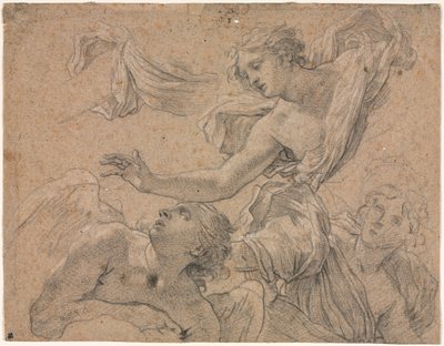 Tanulmányok az angyalokról recto, Panthea Cyrus verso előtt, 1655-1660. alkotó: Michel Dorigny