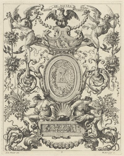 Dísztábla egy sassal és a NATOS ET NOSTRA TUEMUR mottóval alkotó: Michel Dorigny, after Simon Vouet
