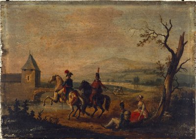 Katonák egy tájképen, 1751 és 1800 között (olaj, fa) alkotó: Michel Duplessis