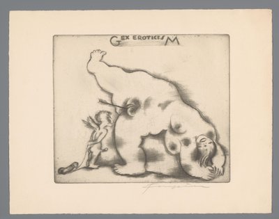 Gianni Mantero ex librise Gex eroticisM (cím a tárgyon) alkotó: Michel Fingesten (signed by artist)
