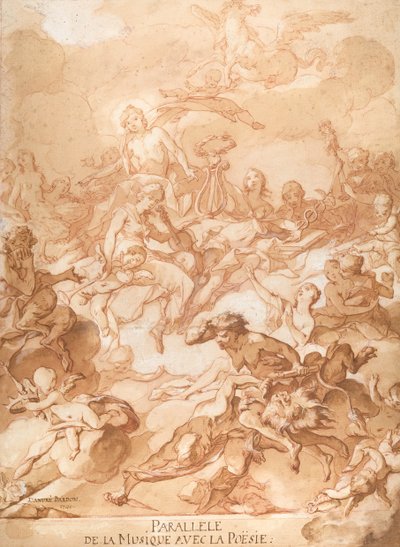 Zenét és költészetet összehasonlító allegória, 1740. alkotó: Michel Francois Dandre Bardon