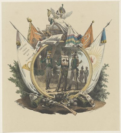 Medallion az Utrechti Egyetem önkéntes vadászaival, 1830 alkotó: Michel Mourot