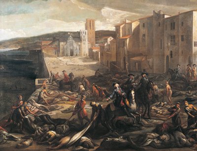 Pestis áldozatai, részlet a Marseille-i pestisből alkotó: Michel Serre