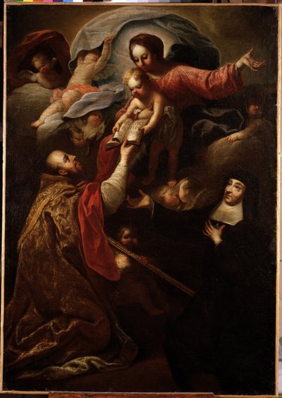 Szűz és gyermek, Saint Francois de Salles és Chantali Szent Joanna (festmény) alkotó: Michel Serre