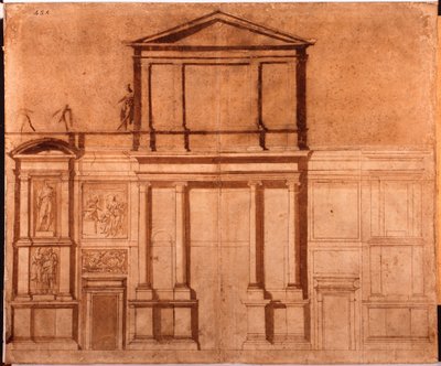 A San Lorenzo homlokzatának rajza alkotó: Michelangelo (after) Buonarroti