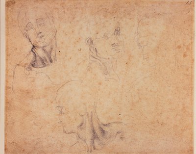 Négy férfi fejtanulmány alkotó: Michelangelo (after) Buonarroti