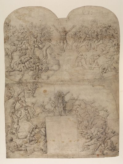 Utolsó ítélet Michelangelo után(?) (recto) (toll, tinta és kréta papíron) alkotó: Michelangelo (after) Buonarroti