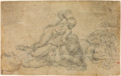 Michelangelo - Dávid és Góliát. Verso szabályozott építészeti tanulmányok, 1550-1556 körül, I, 32a. alkotó: Michelangelo