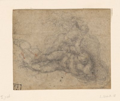 Michelangelo - Dávid és Góliát. Verso szabályozott építészeti tanulmányok, 1550-1556 körül, I, 32d. alkotó: Michelangelo