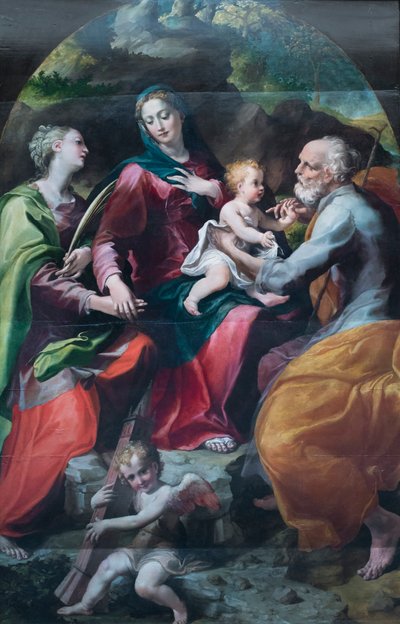 Madonna a gyermekkel és Szent Barbarával, 1530 körül (olaj, fa) alkotó: Michelangelo Anselmi