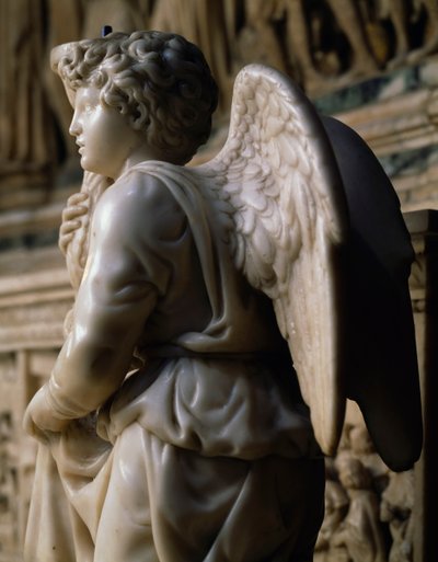 Angyalgyertyatartó Szent Domonkos bárkájához alkotó: Michelangelo Buonarroti